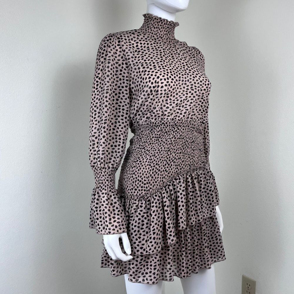 Hello Molly Don't Take It Personal Size S Smock Ruffle Tier Animal Mini Dress - Picture 8 of 17